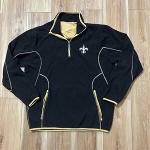 Antigua New Orleans Saints NFL black and gold 1/4 zip fleece pullover Size Large